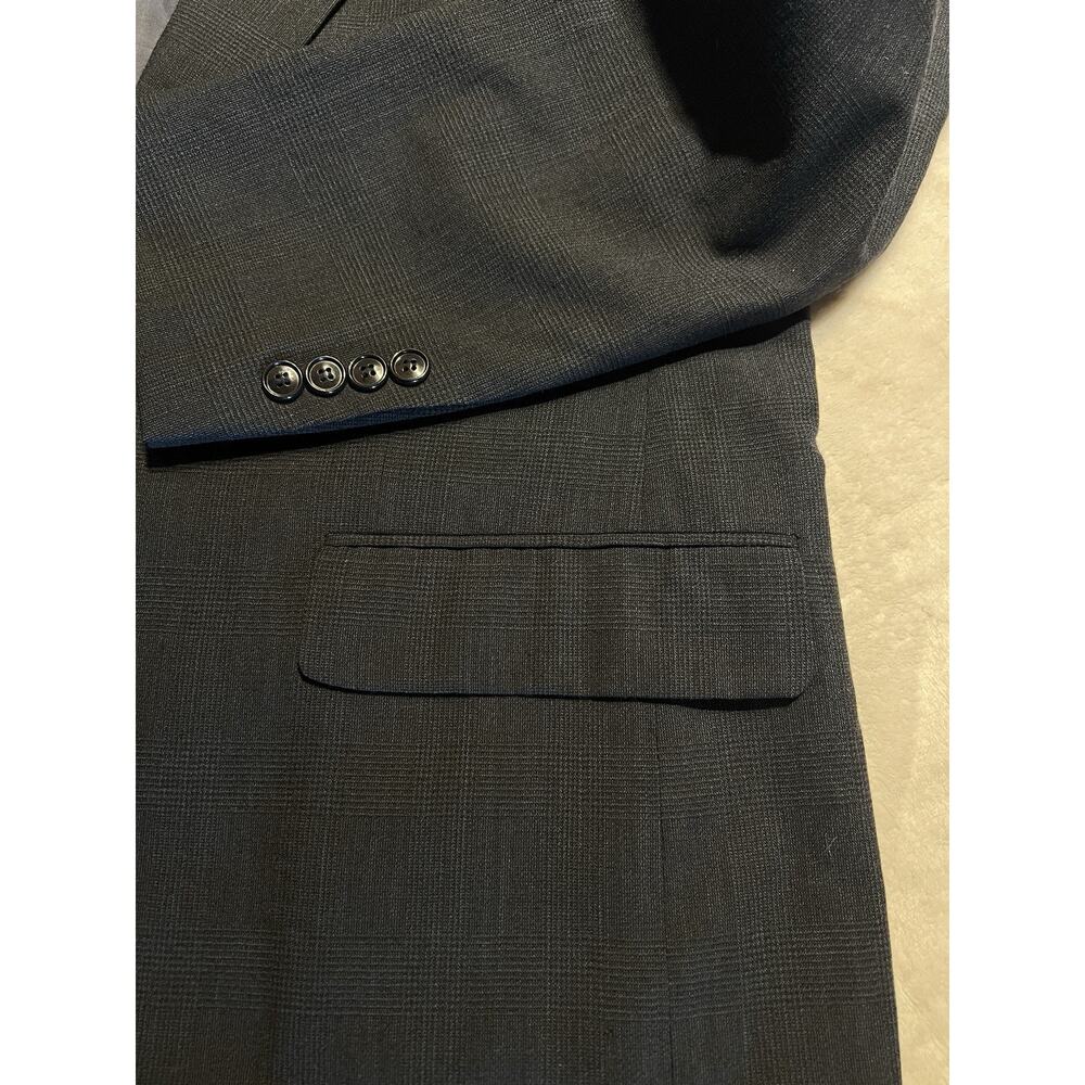 Versini Mens 40S 34x28 Midnight Navy Blue Tonal Glen Plaid Suit Twist Tech - Picture 11 of 16